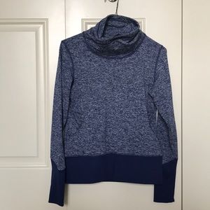 Cowl Neck Heathered Indigo Lucy Sweater